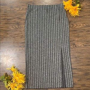 H&M Gray Metallic Midi Skirt